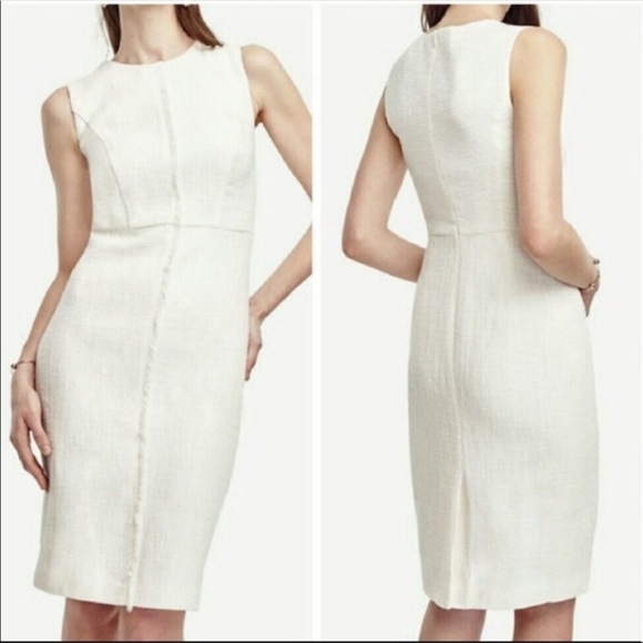 Ann Taylor Dresses & Skirts - Ann Taylor Tweed Fringe Shift Career Dress Sz 8